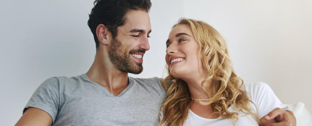 Couple smiling south edmonton dentist