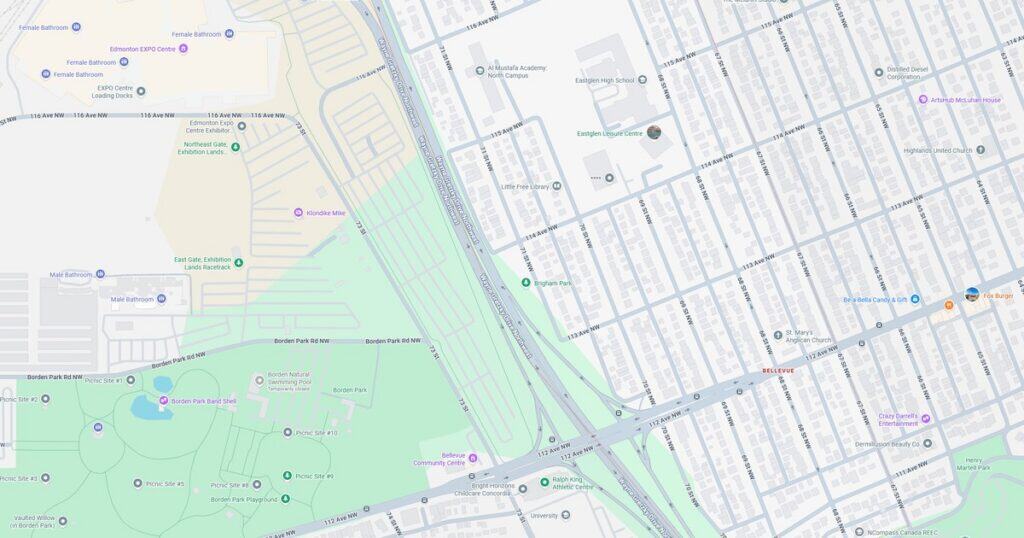 Map of Sunset Park featuring transit lines, parks, and local landmarks in a detailed urban layout.