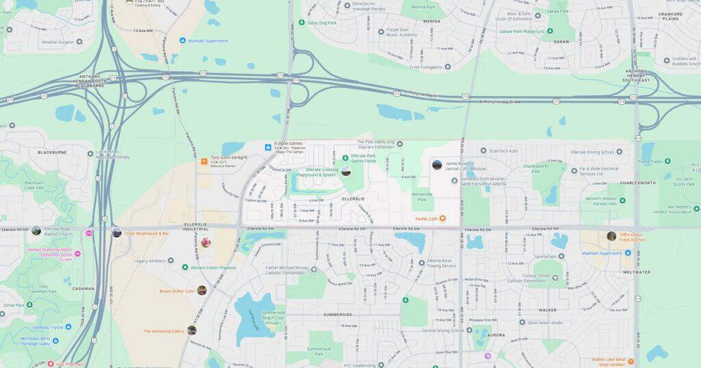 Detailed city map showing roads, highways, parks, lakes, and landmarks for navigation and urban planning.